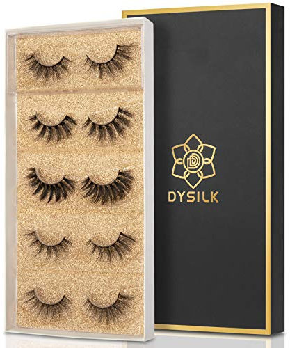 DYSILK Wispy Eyelashes Fluffy Lashes - Mink Lashes 5 Pairs 6D Lashes Mink Eyelashes 5 Styles Mixed Long Lashes False Eyelashes Long Lashes Pack Mink Lashes Soft Reusable Eye Lashes | 15mm-18mm