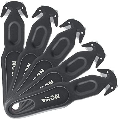 Nova Safety Cutter Tool, Ergonomic Film Cutting Blade, Box, Strap, Carton and Package Opener (Black, 5 Pack)…