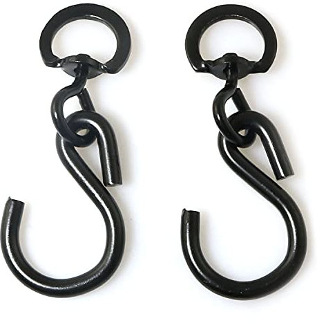 RLECS 2 schwarze Hängehaken mit Drehgelenk, S-Form zum Aufhängen von Pflanzen, Töpfen, Blumenkorben, Windspielen, Anhängern, Party-Kupferdraht, Lampen, Vogelfutterspender, Flaggen usw.