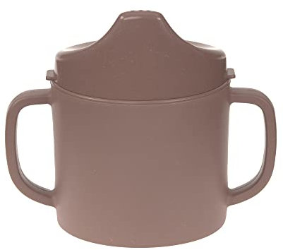 LÄSSIG Kinder Trinklernbecher mit Henkel und abnehmbarem Deckel 150 ml/Sippy Cup Uni choco