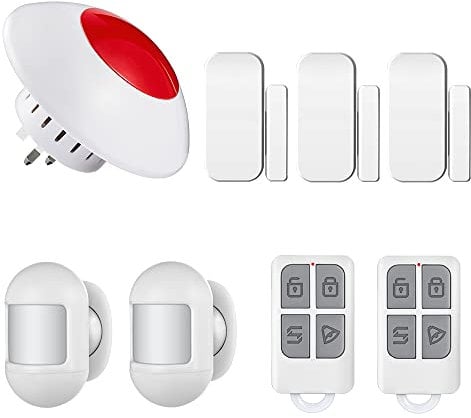Wireless Home Alarm Security System 8 Piece Kit, TOWODE Wireless Alarm System for House, Garage, Shed,110dB Security Alarm with LED Light and Remote Control Door Window Alarm Sensor IR Motion Detector