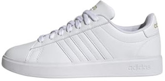 adidas Femme Grand Court Cloudfoam Lifestyle Court Comfort Shoes, Cloud White/Cloud White/Gold Metallic, 38 2/3 EU