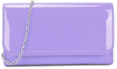 LeahWard Women's Patent Flap Clutch Bag Purses Party Evening Bags Handbag 250 (Lilac Short)