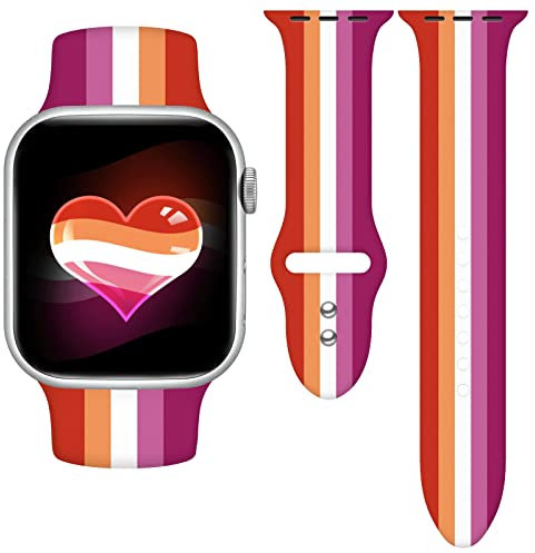 Vieeki Pride Watch Band Compatible with Apple Watch 38mm 40mm 41mm 42mm 44mm 45mm Replaceable Silicone Smartwatch Straps for iWatch Series Ultra SE 9 8 7 6 5 4 3 2 1, 42mm/41mm/40mm (M/L), Silicone