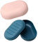 Portasapone con coperchio, portasapone 2 pezzi, contenitore portasapone da viaggio, portasapone doccia portatile perfetto per bagno, viaggi, campeggio(Rosa + blu scuro)