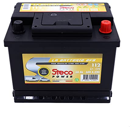 Batterie 12V 60Ah 600A 242x175x190 Gamme Jaune EFB STECOPOWER - 112