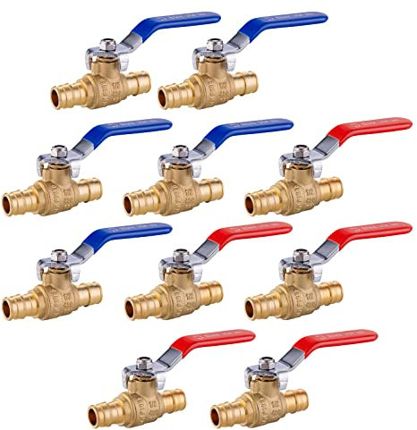 (10 Stück) EFIELD Kaltausdehnung Pex-A 1/2 Zoll x 1/2 Zoll Messing Kugelhahn für heißes und kaltes Wasser, Trinkwasser, ASTM F1960, cUPC zertifiziert (10)