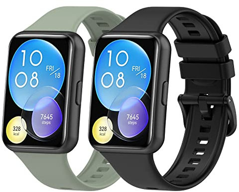 MIJOBS 2 Stück Armband Kompatibel für Huawei Watch Fit 2 Silikonarmband, Herren Damen Sportarmband Uhr Ersatzarmband Zubehör für Uhr Huawei Watch Fit 2/Active/Elegant/Classic