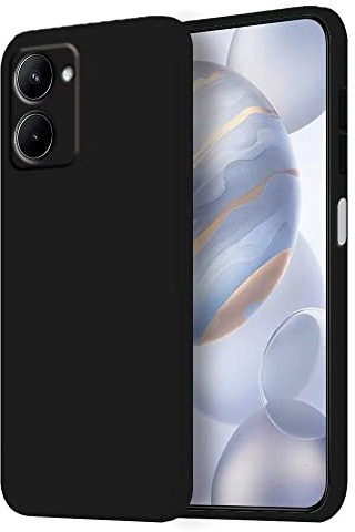 HONLEN Funda Compatible para Realme C33 Case, (6.5 Inches) Líquida TPU Silicona Cover con Anti-Rasguño, Cáscara Suave Cubierta Negro