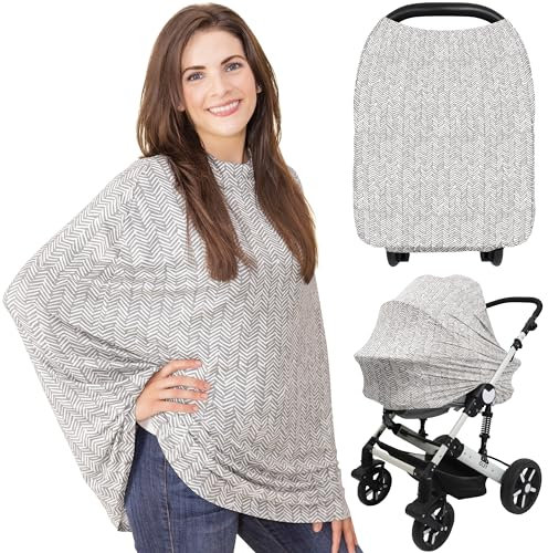 KeaBabies Stilltuch für Unterwegs - Multifunktionale Autositzbezüge für Baby, Weich & Atmungsaktiv Nursing Breastfeeding Cover, Babyautositzbezug für Mädchen, Junge Kinderwagenbezug (Herringbone)