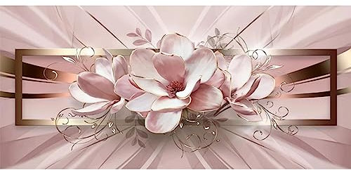 SHUIBIAN Diamond Painting Set Rosa Blumen 5d DIY Groß Diamant Painting Bilder, Malen nach Zahlen, Diamant Malerei Kits Für Wand Dekoration-40x90cm