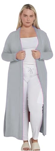 eyes Ladies Plain Long Maxi Length Boyfriend Women Cardigan Collared Open Top Full Sleeve Floaty Duster Jacket Coat Casual Blazer Plus Size Cardigans UK 8-22