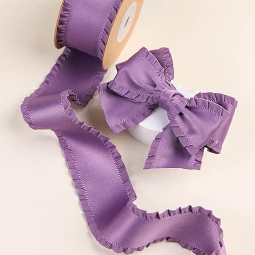 10 iarde 25 mm 38 mm tinta unita bordo ondulato nastro fiocchi per capelli artigianato fai da te accessori fatti a mano materiale YM2022100701-007 viola, larghezza 38 mm