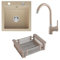 Faizee Möbel Granitspüle 48x50 hochwertig beidseitig Montierbar Küchenspüle Granit inkl.Siphon Set (Mit Armatur & Spülkorb, Beige)