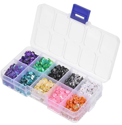 QUARKZMAN Lose Pailletten 5MM Irisierende Pailletten Becherpailletten Stickerei Pailletten für Schmuckherstellung Basteln Nähen, 10 Farben
