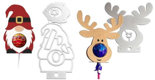 2PCS Weihnachtszwerg Schokolade Stanzschablone, 3D hirsch Stanzmaschine Stanzschablone Weihnachten Stanzformen Schokolade Stanzschablone Geschenkbox Prägeschablone Süßigkeiten Stanzschablonen
