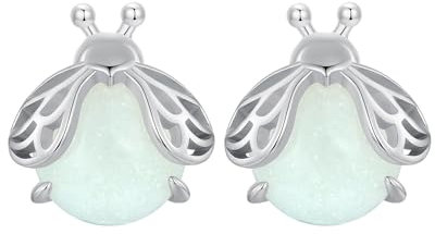 Qings Glühwürmchen Biene Leuchtende Ohrringe 925 Sterling Silber Klein Marienkäfer Tier Ohrstecker Nachtleuchtende Firefly Schmuck Muttertag Weihnachten Geburtstag Geschenke für Damen Mädchen Teenager