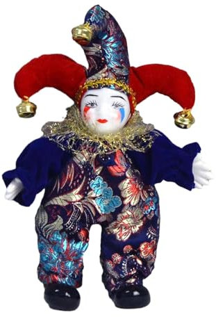 EHJRE Puppe, Porzellan Triangel Puppe Antique Puppe, 7,87 '' Halloween Ornament Harlequin Puppe für Geburtstagssouvenirs