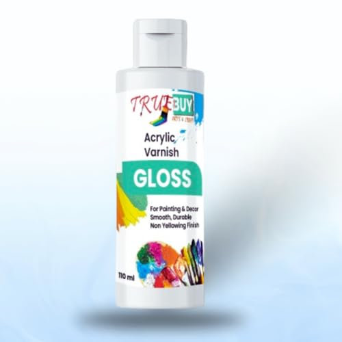 TrueBuy Gloss Varnish for Acrylic and Oil Painting, Canvas, MDF, Wood, Glass & Metal | Transparent 110 ml