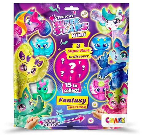 STRETCHY SUPERSTARS Minis Multipack Fantasy - 5er Pack Elastische Actionfiguren für Kinder, Klebrige & Dehnbare Superhelden Figuren zu Sammeln