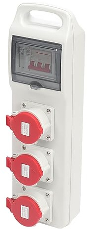 UPQRSG Portable Power Distributor, IP44 Waterproof 3 Sockets Splitter Box with Circuit Breaker for Construction Sites, Workshops and Factories, AC220‑380V 240‑415V 16A