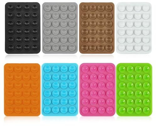 Uirheurd 8 Pezzi Cover Ventosa Supporti In Silicone con Ventosa per Telefono Ventosa Rettangolare Silicone Adatti per Riprese Video Quotidiane con Cellulare Auto Ufficio Superficie Liscia 8 Colori