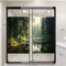 Sichtschutzfolie für Fenster mit warmem Wald, Sonnenlicht, grüner Baum, modern, rustikale Landschaft, Buntglas-Fensterfolie, dekorative Fensterfolie für Fenster und Glastür, Sonnenblockierung, 45 x 60