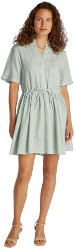 Tommy Hilfiger Damen Kleid Linen Short mit Taillengürtel
