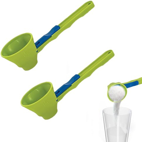 Gym 2 Pack Funnel-Less Scoop Sliders | Protein & Coffee Powder Measuring Tool