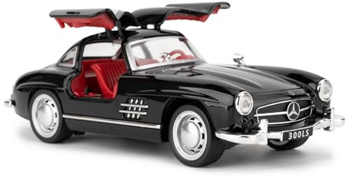 imtfzct 1955 300sl Oldtimer Modell, 1/32 Spielzeugauto mit Sound und Lichtfunktion, Kinderspielzeug Modellauto mit Pullback Funktion, Modellauto in Sammlerqualität, Geschenk für Kinder (schwarz)