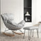 Moderner Schaukelstuhl mit Fußstütze, bequemer Liegestuhl für Freizeit, faules Zuhause, Einzelsofa für Erwachsene, Balkon, Lounge, Schaukelstuhl in Grau, Standard-Stil