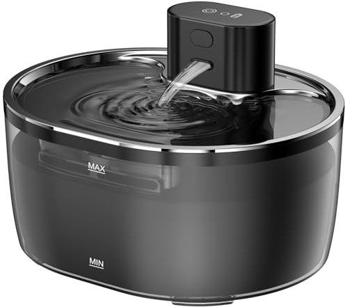 Ehomfory Fuente para Gatos Sin Cable, 3.2L Bebedero Gatos Automatico, Fuente Gatos con Sensor de Movimiento, 5000mAh Fuente de Agua para Gatos Recargable con Batería
