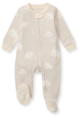 Burt's Bees Baby Boys' Organic Cotton Sleep and Play Footed Pajamas, One-piece Zip Front Romper, Baby Essentials