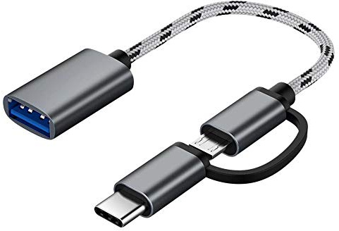 Swiixxer 2 im 1 USB OTG Kabel Typ C/Micro-USB zu USB 3.0 Adapter Geflochtenes Daten üBertragungs Kabel für Andriod Phone ()