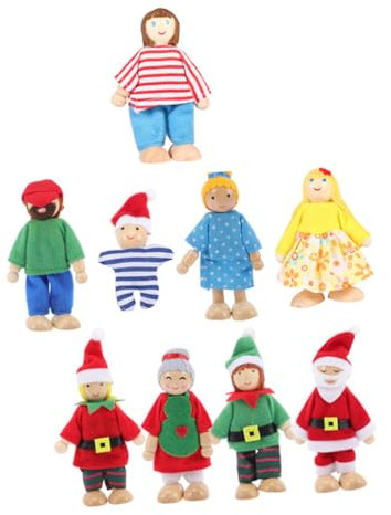 Abaodam 9st Puppe Familienmitglieder Marionetten Urlaub Fingerspielzeug Cartoon-fingerspielzeug -babyzubehör Beruhigendes Rollenspielspielzeug Holz