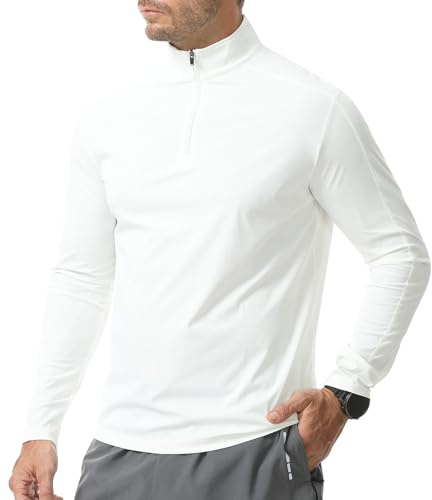 Danfiki Tee Shirt Homme Anti UV 1/4 Zip Rashguard Shirts Rapide Surf Plongée