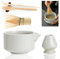 TAIHOBO Matcha Set, 5PCS Reusable Matcha Kit Includes Matcha Whisk and Bowl 550ml Ceramics with Spout, Whisk Holder and 2 Bamboo Spoon, Matcha Tea Set for Home, Office and Tea Room (6, White)