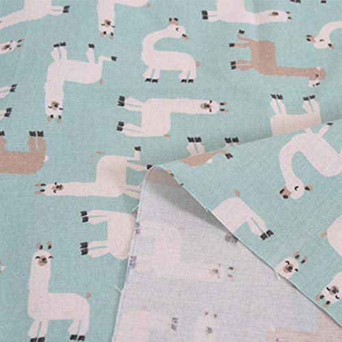 ONECHANCE Baumwollstoff Meterware 100x150cm Dekostoff Blumen Tiere Muster Baumwolle Leinenstoff für Nähen Color Alpaka Size 1 Meter