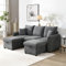 Zepneiy Canapé d'angle Multifonctionnel, canapé 3 Places en U, avec tiroirs de Rangement, et Repose-Pieds de Rangement, avec Fonction Couchage, modulable et Amovible, Tissu Chenille, Gris foncé