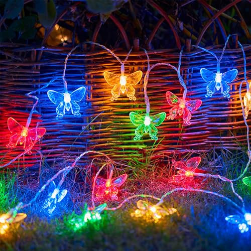 ENLACE LED Schmetterling Lichterkette, 3M 20 LED Bunte Lichterkette Schmetterling Batteriebetrieben, Blinkmodus und Dauerlicht, Fairy Lights für Hochzeits, Party, Weihnachten Deko, Innen, Außen