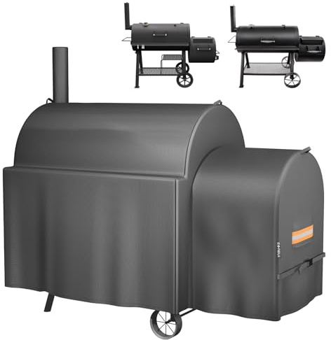 EVRBUL Raucherrahmenabdeckung Kompatibel mit Oklahoma Joe's Longhorn Highland Offset Smoker, Außenwasserdichte Grillabdeckung, Heavy Duty 420D BBQ Abdeckung, 162L x 93B x 142H cm Ersetzt # 8259969P04