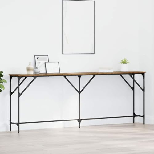 QUAHEAS Table console en bois recyclé - 200 x 29 x 75 cm - Table d'appoint rectangulaire pour salon - Support industriel en bois stratifié - Table de finition moderne