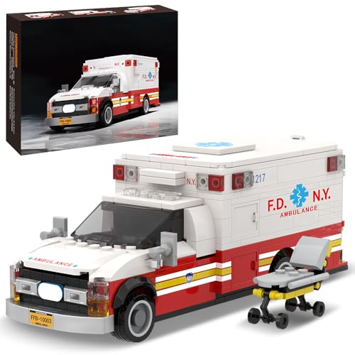 DUANT Krankenwagen Klemmbausteine Technik, Spielzeugautos der City Rescue Team Serie, Erste-Hilfe-Modell für Erwachsene, geeignet zum Sammeln und Ausstellen (39110)