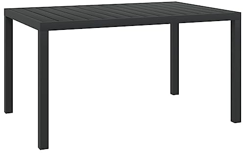 Mandloder Gartentisch Schwarz 150x90x74 cm, Aluminiumrahmen, WPC-Tischplatte, wetterfest, langlebig, für Garten Terrasse Balkon, Outdoor Möbel Set