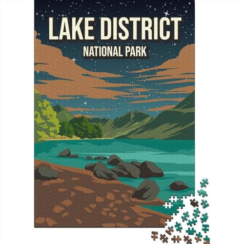 Lake District England UK Jigsaw Puzzle 1000 Pieces, Lakeside Architecture Scene, Thick Cardboard Pieces for Puzzle Lovers, Relaxing Challenge, 52x38cm/1000pcs