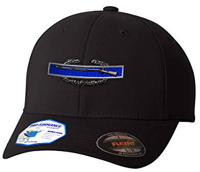 Individuelle Flexfit-Hüte für Damen und Herren, Kampf-Infanterie-Man-Abzeichen, Stickerei, Polyester, Baseballkappe, Schwarzes Design., L/XL