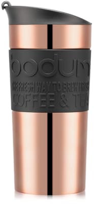 bodum Vacuum Travel Mug, 0.35 l, flip lid copper, Stainless Steel, 1 Count (Pack of 1)