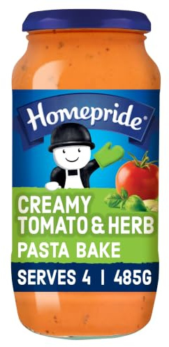 Homepride Creamy Tomato & Herb Pasta Bake Sauce, 485 g Jar (1-Pack) | Delicious Vegetarian Sauce, Easy to Prepare, Serves 4, Made in Britain