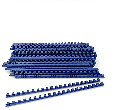 Alevar Dorsi in Plastica a Spirale per Rilegatura, 21 Anelli Diametro 10 mm, Formato A4, Capacità da 41 a 55 Fogli, Colore Blu, Confezione da 100 Pezzi