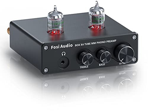Fosi Audio BOX X4 HiFi Phono Röhren Vorverstärker, Hi-Fi Röhrenvorverstärker Kopfhörerverstärker, JAN 5725W Vakuumröhren für MM Plattenspieler, Gain-Stereo-Audio für Phono-Audiophil